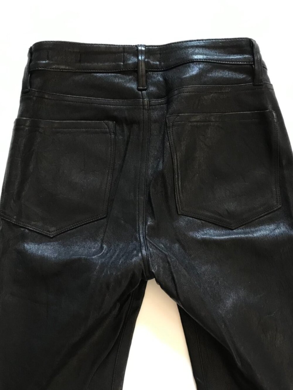 Frame Le Crop Mini Boot Leather Pants Womens 26 Black High Rise Waist Stretch - Picture 13 of 15